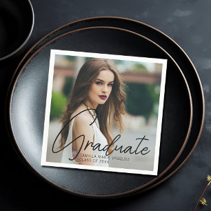Chic Graduation Photo Customized 2026 Party Napkin