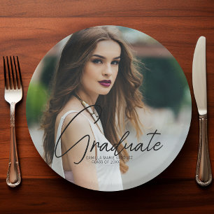 Chic Graduation Photo Personalized Party Paper Plate
