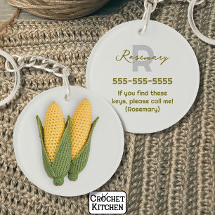Chic Grandma's Garden Modern Crochet Corn Name Keychain