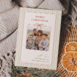 Chic Grandmillennial Coquette Christmas Photo Holiday Card<br><div class="desc">Celebrate the season with this chic grandmillennial coquette Christmas photo holiday card, featuring a pink coquette bow and playful preppy green stripes. A vintage-inspired touch of nostalgic charm, mixing granny chic vibes with festive fun. The simple layout and sweet details bring a warm, whimsy feel to your holiday greetings. Please...</div>