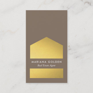 Chic Graphic Gold Real Estate Agent Business Card