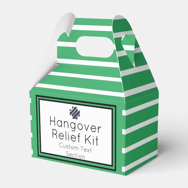 Chic Green and Navy  Hangover Relief Kit Favour Bo Favor Box (Front Side)