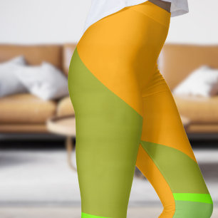 Chic Green and Umber Angles Leggings