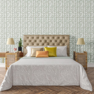 Chic Green and White Small Pattern Accent Wallpaper