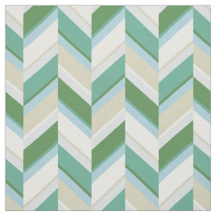 Chic green blue beige geometric chevron pattern fabric