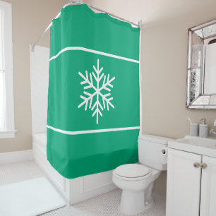 Chic Green Blue White Snowflake Horizontal Stripes
