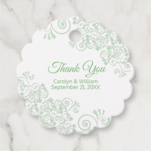 Chic Green Florishes Wedding Favour Tags