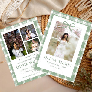 Chic Green Gingham  Graduation Party 2026  Invitation