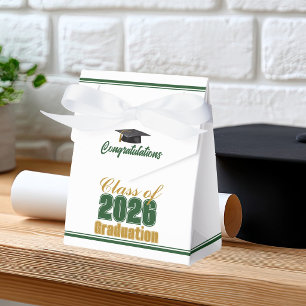 Chic Green Gold Class of 2026 Custom Graduation Favor Box