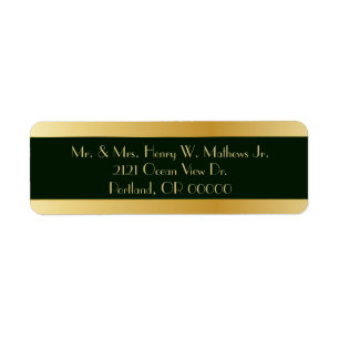 Chic Green & Gold Custom Return Address Labels