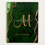 Chic Green Gold Glitter Agate Custom Monogram 2024 Planner<br><div class="desc">This chic personalized planner will keep your schedule organized and features a green agate pattern with gold glitter. Customize your monogram and name in hand lettered script calligraphy. Below it reads "20XX PLANNER". Designed just for you by ExtremeTees.</div>