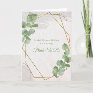 Chic Green Gold Greenery  Bridal Shower Card
