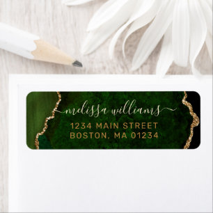 Chic Green Gold Parties scintillant Agate Monogram