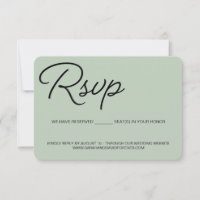 Chic Green Modern RSVP wedding reserved seat