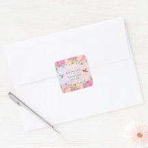 Chic Green & Pink Delicate Watercolor Floral