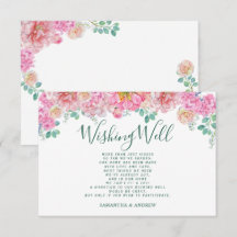 Chic Green & Pink Floral Watercolor wishing well