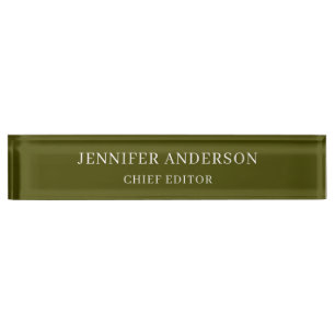 Chic Green Professional Modern Plain Minimalist Nameplate