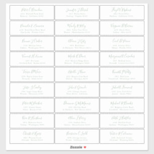 Chic Green Sage Script Guest Names Address Sticker