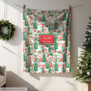 Chic green watercolor preppy custom name blanket