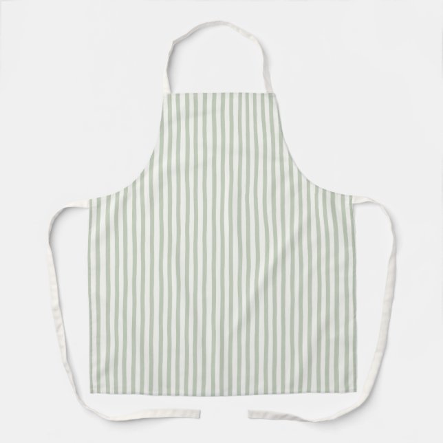 Chic Green White Stripes Apron (Front)