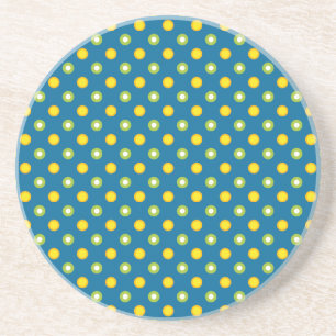 Chic Green Yellow Polka Dots Sandstone Coaster
