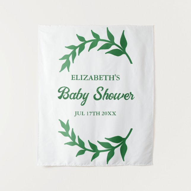 Chic Greenery Baby Shower Tapestry (Front)