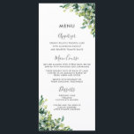 Chic Greenery Botanical Garden Wedding Menu<br><div class="desc">Designed to co-ordinate with our Lush wedding collection, this elegant wedding menu features beautiful watercolor greenery arrangement and script brush hand lettering. Personalize it with your list of menu easily and quickly, simply press the customize it button to further re-arrange and format the style and placement of the text. Double...</div>