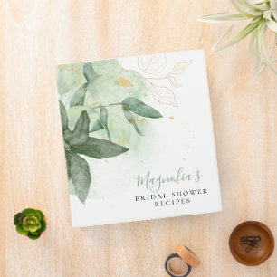 Chic Greenery Gold Bridal Shower Recipe Binder