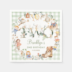 Chic Greenery Nursery Rhyme 2nd Birthday Neutral Napkin