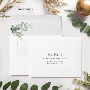 Chic Greenery RSVP Envelope with Return Address