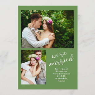 Chic Greenery Two Photo Marriage Announcement