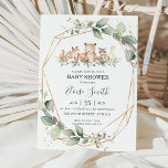 Chic Greenery Woodland Animals Baby Shower Neutral Invitation<br><div class="desc">Personalize this chic greenery woodland invitation with your own wording easily and quickly.  Simply click the customize it further button to edit the texts,  change fonts and fonts colours.  Matching items available in store.  (c) The Happy Cat Studio</div>