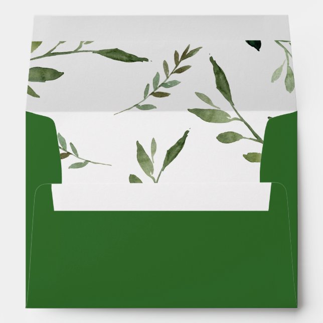 Chic Greenery Woodland Animals Green Envelope (Back (Bottom))
