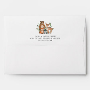 Chic Greenery Woodland Animals Returned Address Envelope