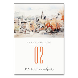 Chic Greenville South Carolina Landscape Wedding Table Number