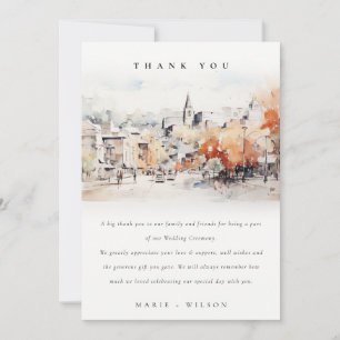 Chic Greenville South Carolina Landscape Wedding Thank You Card