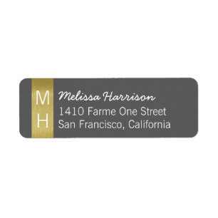 chic grey address label with her script name