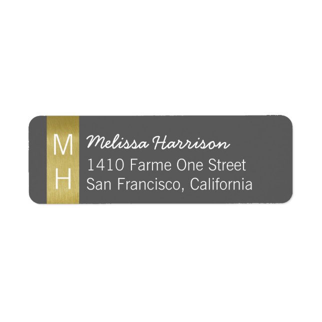 chic grey address label with her script name (Front)