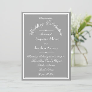 Chic Grey All In One, Email Website RSVP Wedding Invitation