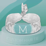 Chic Grey and Teal Damask Pattern Custom Monogram Hair Tie<br><div class="desc">Add your monograms to this trendy and feminine floral damasks with popular colours. The damask has a whimsical chalkboard look.</div>