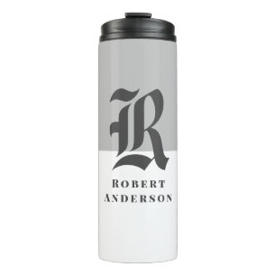 Chic Grey and White Classic Typography Monogram Th Thermal Tumbler