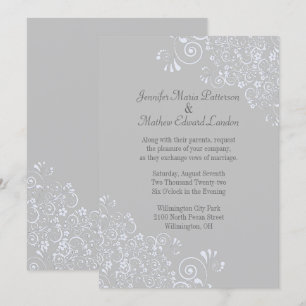 Chic Grey and White Classic Wedding Invitation