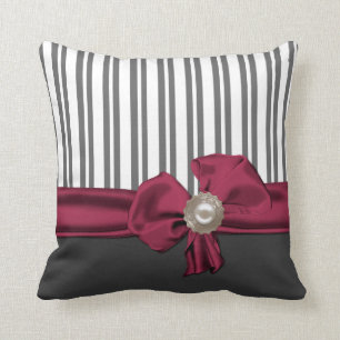 Chic Grey and White Striped Pillow