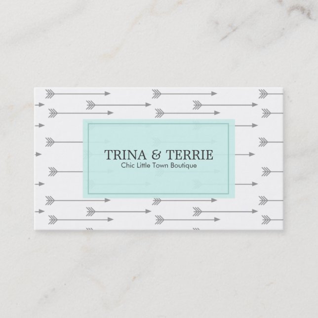 Chic Grey Arrow Business Card (Front)