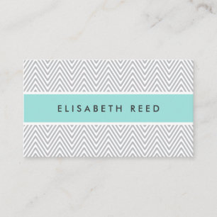 Chic grey chevrons aqua blue professional profile business card