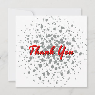 Chic Grey Explosion Watercolor Dots Red Text Thank You Card