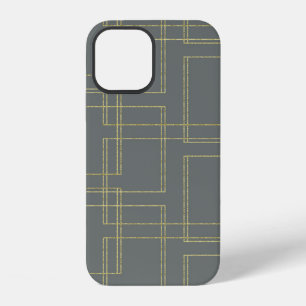 Chic Grey & Gold Geometric Glam iPhone 12 Case