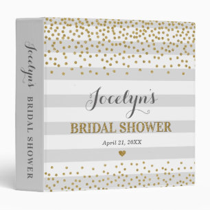 Chic Grey Gold Glitter Bridal Shower Photo Album Binder