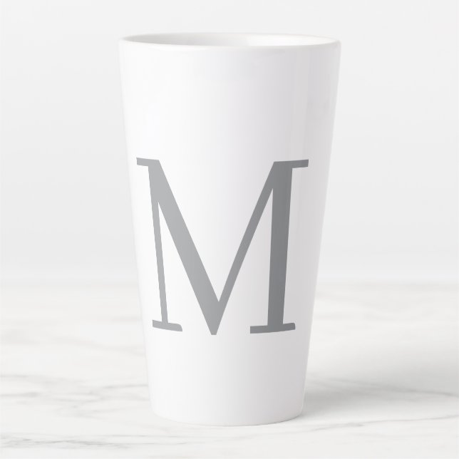 Chic Grey Initial Letter Monogram Modern Latte Mug (Front)