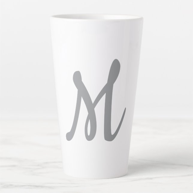 Chic Grey Initial Letter Monogram Modern Latte Mug (Front)
